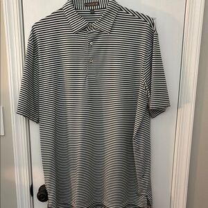 Peter Millar White and Green Polo Shirt